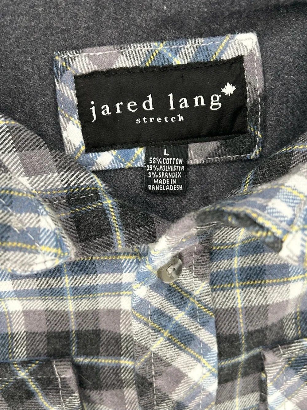 Jared Lang Men’s Stretch Plaid Flannel Shirt L Button Up Soft Cotton